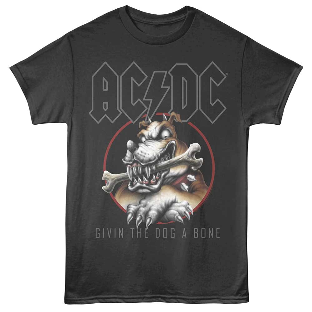 Smoke gray AC/DC t-shirt featuring Givin the Dog a Bone GTDAB acronym design