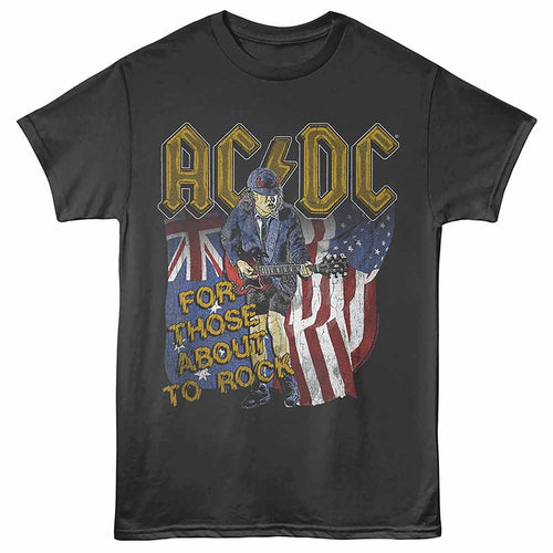 Smoke gray AC/DC t-shirt featuring AC/DC Australia USA flags design