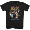 Black AC/DC t-shirt featuring Highway to Hell tricolor three-color design