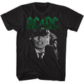 Black AC/DC t-shirt featuring Angus Young guitar growl design
