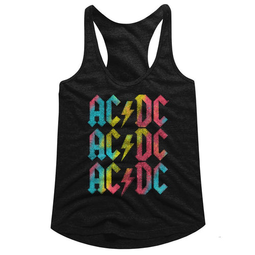 AC/DC Ladies Racerback - Rainbow Repeat