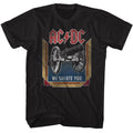 Black AC/DC t-shirt featuring AC/DC We Salute You cannons typography