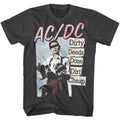 Smoke gray AC/DC t-shirt featuring Dirty Deeds Done Dirt Cheap album design