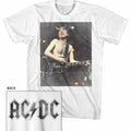 White AC/DC t-shirt featuring Angus Young schoolboy uniform AC/DC design