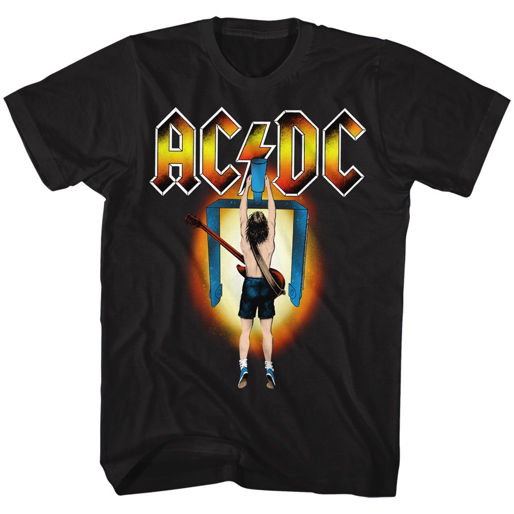 Black AC/DC t-shirt featuring Flick of the Switch 1983 album design