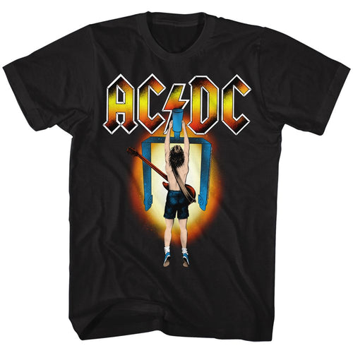 Black AC/DC t-shirt featuring Flick of the Switch 1983 album design