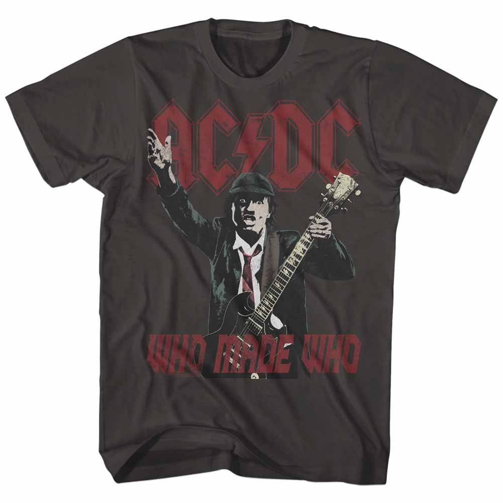 Smoke gray AC/DC t-shirt featuring Who Made Who album variant design