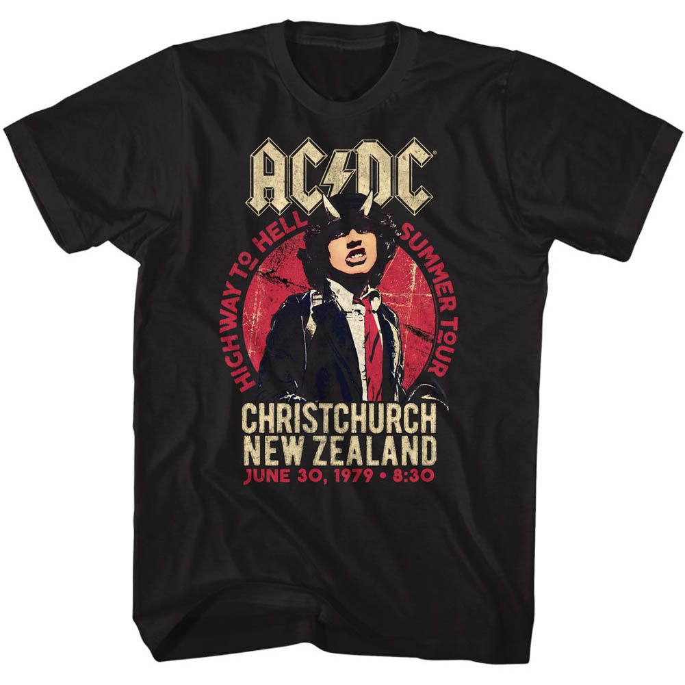 Black AC/DC t-shirt featuring AC/DC New Zealand tour design