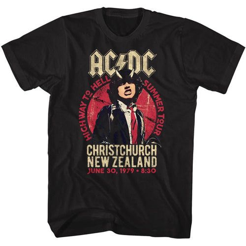 Black AC/DC t-shirt featuring AC/DC New Zealand tour design
