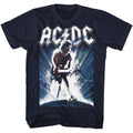 Navy AC/DC t-shirt featuring AC/DC repeat logo typography design