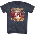 Navy heather AC/DC t-shirt featuring AC/DC red white and blue design