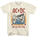 Natural AC/DC t-shirt featuring AC/DC cannon salute For Those About to Rock