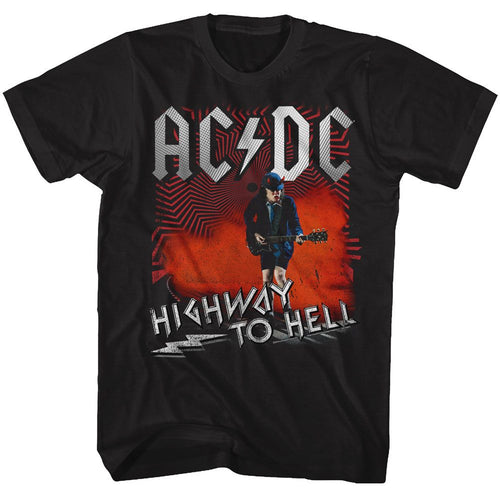 Black AC/DC t-shirt featuring Highway to Hell minimalist HTH design