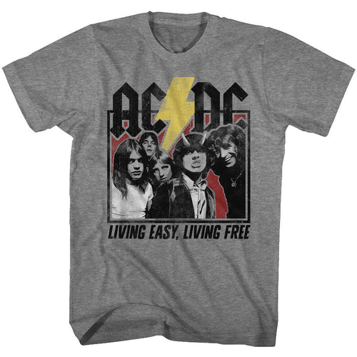 Graphite heather AC/DC t-shirt featuring Highway to Hell song lyrics typography design