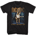 Black AC/DC t-shirt featuring Stiff Upper Lip 2000 album design