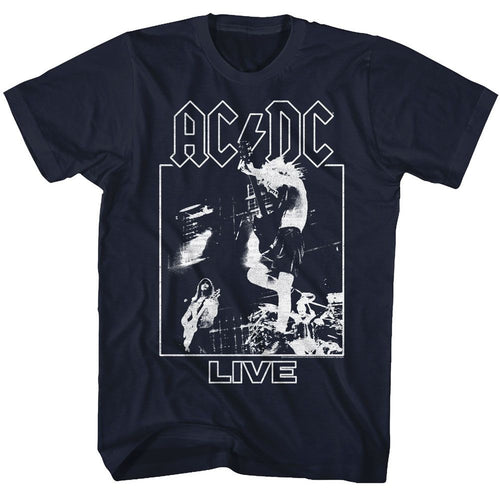 Navy AC/DC t-shirt featuring AC/DC Live 1992 album design
