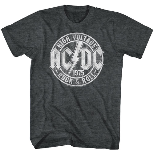 Black heather AC/DC t-shirt featuring AC/DC Rock and Roll RandR design