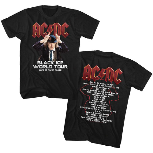 Black AC/DC t-shirt featuring Black Ice 2008-2010 world tour design