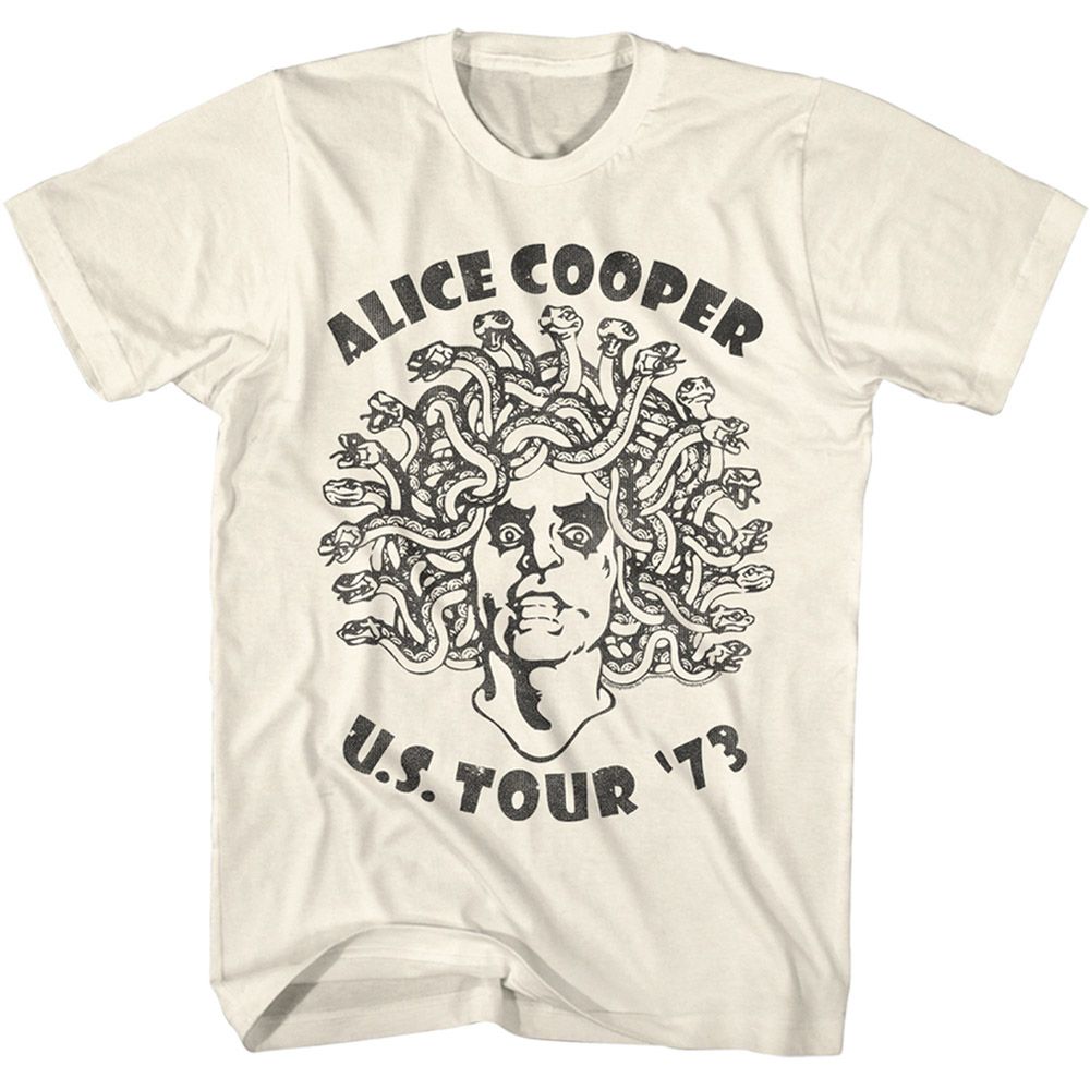 Natural Alice Cooper t-shirt featuring Alice Cooper Medusa Greek mythology design