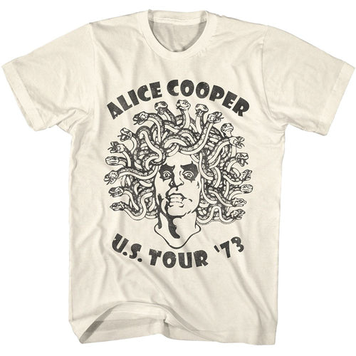Natural Alice Cooper t-shirt featuring Alice Cooper Medusa Greek mythology design