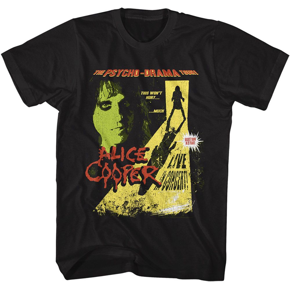 Black Alice Cooper t-shirt featuring Alice Cooper Psycho Drama Tour design