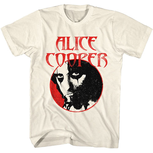 Natural Alice Cooper t-shirt featuring Alice Cooper circle face portrait design