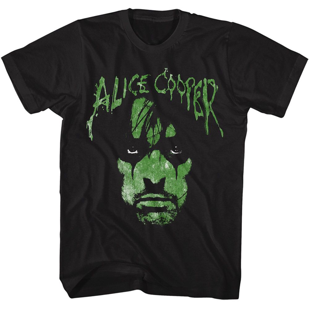 Black Alice Cooper t-shirt featuring Alice Cooper alien face sci-fi design