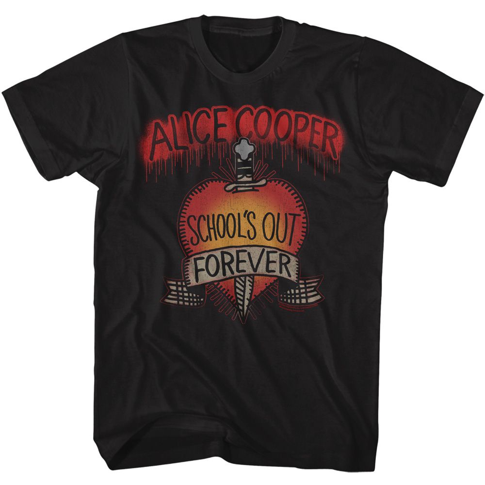 Black Alice Cooper t-shirt featuring Alice Cooper Schools Out 1972 album design