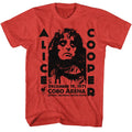 Red heather Alice Cooper t-shirt featuring Alice Cooper Cobo Arena Detroit 1971 design