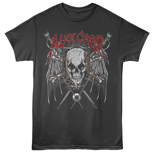 Smoke gray Alice Cooper t-shirt featuring Alice Cooper blade wing guitar design
