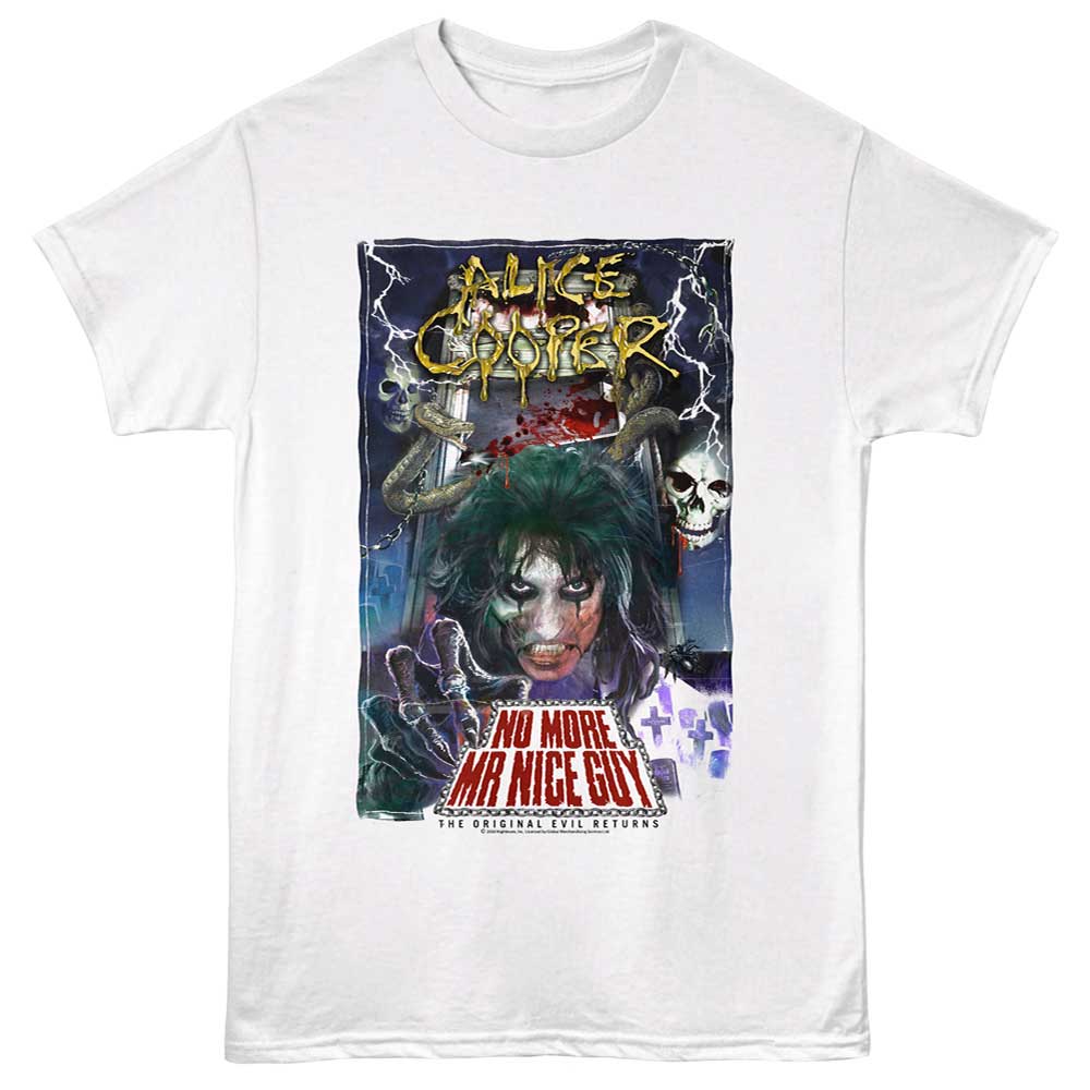 White Alice Cooper t-shirt featuring Alice Cooper No More Mr Nice Guy Billion Dollar Babies