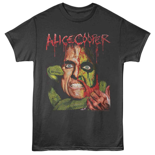 Smoke gray Alice Cooper t-shirt featuring Alice Cooper snake bite serpent design