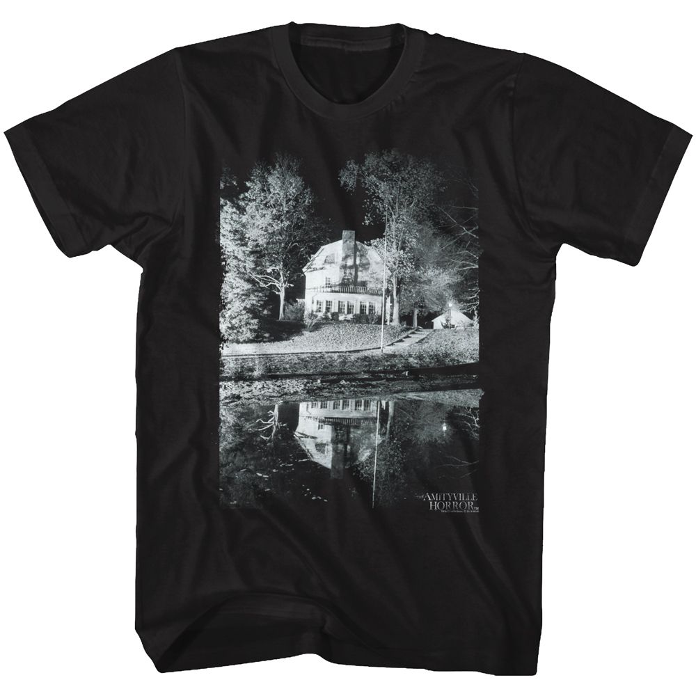 Black Amityville Horror t-shirt featuring Amityville Horror Good Night sinister bedtime design