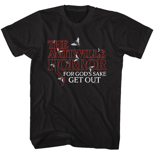 Black Amityville Horror t-shirt featuring Amityville Horror flies infestation design