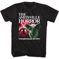 Black Amityville Horror t-shirt featuring Amityville Horror pig demon and house design