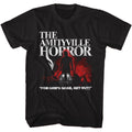 Black Amityville Horror t-shirt featuring Amityville Horror Lutz with axe shadow design