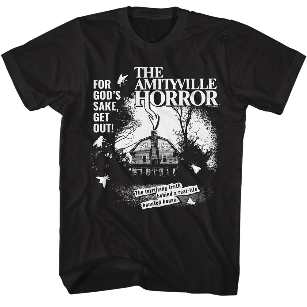 Black Amityville Horror t-shirt featuring Amityville Horror single color minimalist design