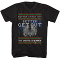 Black Amityville Horror t-shirt featuring Amityville Horror Better Get Out warning design