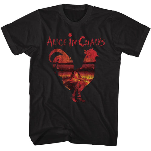 Black Alice in Chains t-shirt featuring Alice in Chains Dirt album Rooster combined design