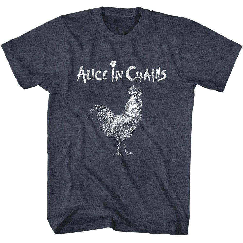Navy heather Alice in Chains t-shirt featuring Alice in Chains Rooster Dirt song military veteran design