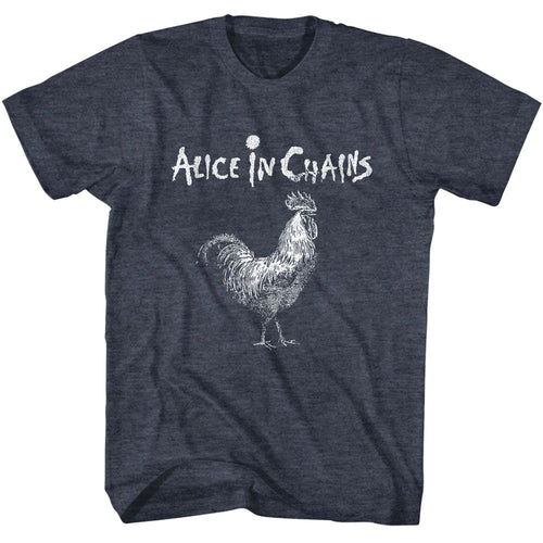 Navy heather Alice in Chains t-shirt featuring Alice in Chains Rooster Dirt song military veteran design