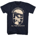 Navy Muhammad Ali t-shirt featuring Muhammad Ali Picture Perfect portrait design