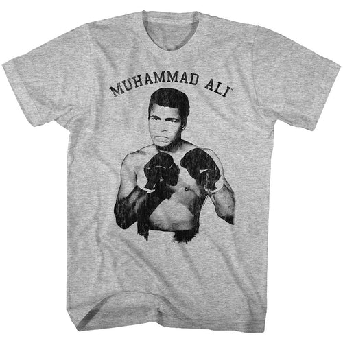 Gray heather Muhammad Ali t-shirt featuring Muhammad Ali Nough Said boxing legend design