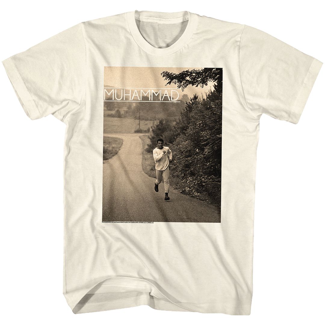 Natural Muhammad Ali t-shirt featuring Muhammad Ali Running roadwork training design
