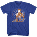 Royal blue Muhammad Ali t-shirt featuring Muhammad Ali Rippin It Up boxing legend design