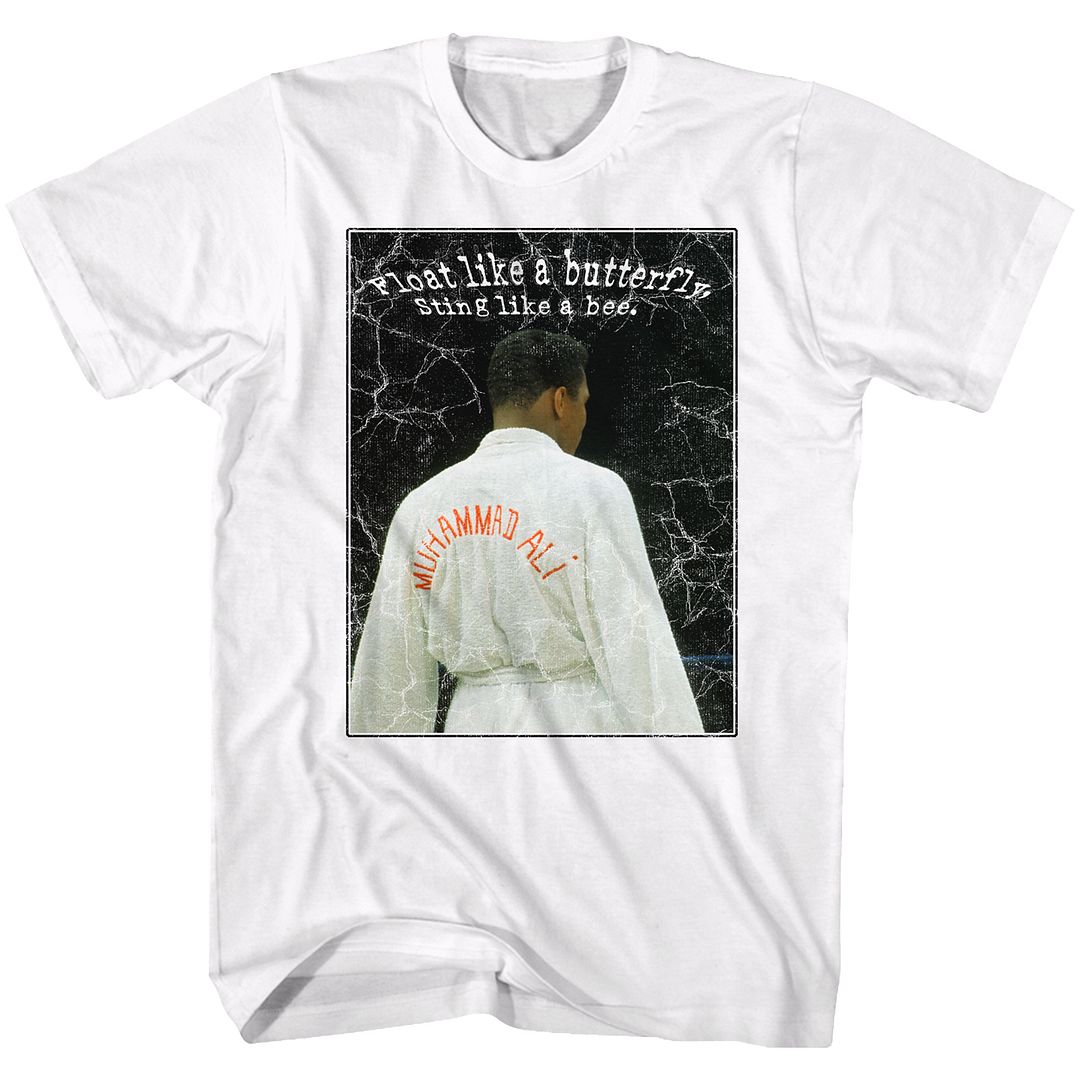 White Muhammad Ali t-shirt featuring Muhammad Ali Champ heavyweight title design