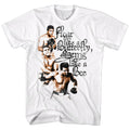 White Muhammad Ali t-shirt featuring Muhammad Ali 3 Poses portrait design