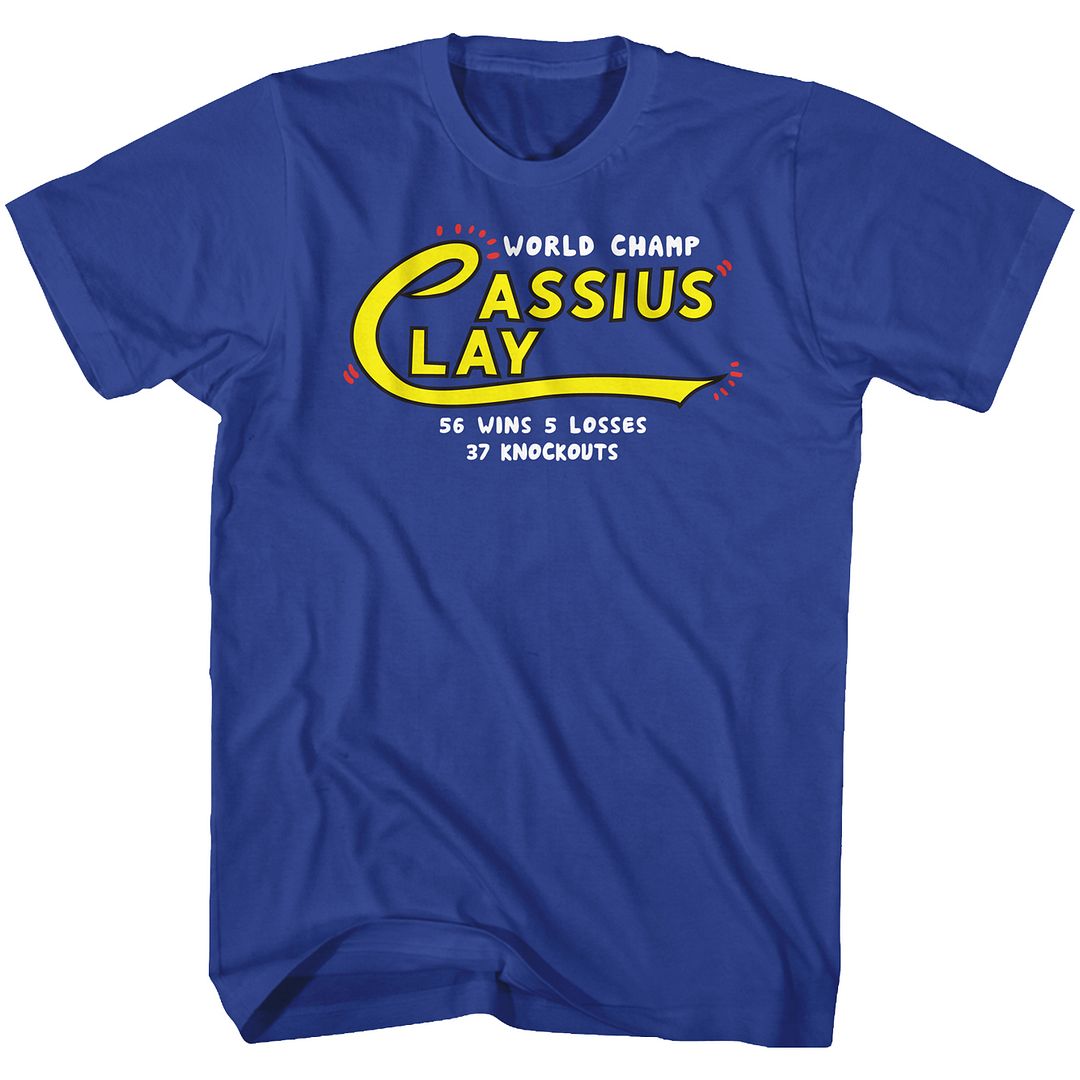 Royal blue Muhammad Ali t-shirt featuring Muhammad Ali The Wc boxing legend design