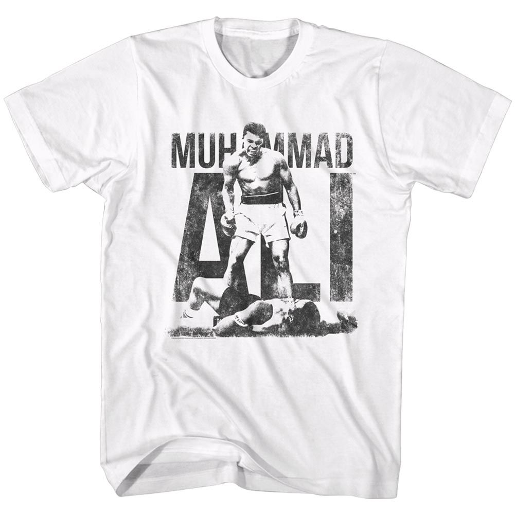 White Muhammad Ali t-shirt featuring Muhammad Ali Win Wear championship design