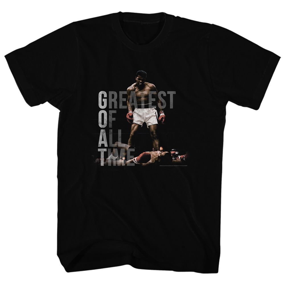 Black Muhammad Ali t-shirt featuring Muhammad Ali Greatest Of All Time GOAT design